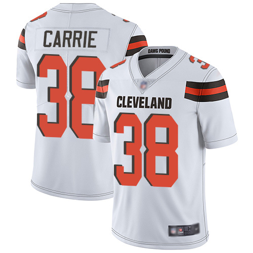 Cleveland Browns T J Carrie Men White Limited Jersey #38 NFL Football Road Vapor Untouchable->cleveland browns->NFL Jersey